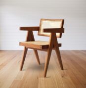 The Pierre Jeanneret Arm Chair and Student Chair by Srelle stand as timeless icons of mid-century modern furniture, embodying a rich heritage of design, craftsmanship, and functionality.