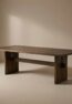 ORVIA solid teak wood dining table handcrafted in Jepara with sculptural panel legs and architectural design.