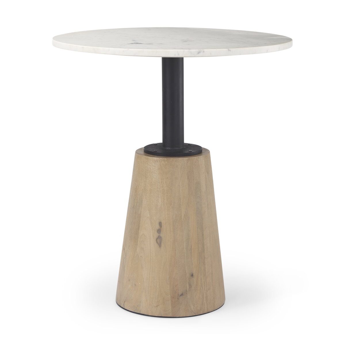 COVA marble top bistro table handcrafted in Jepara with a natural stone surface and solid teak pedestal base.