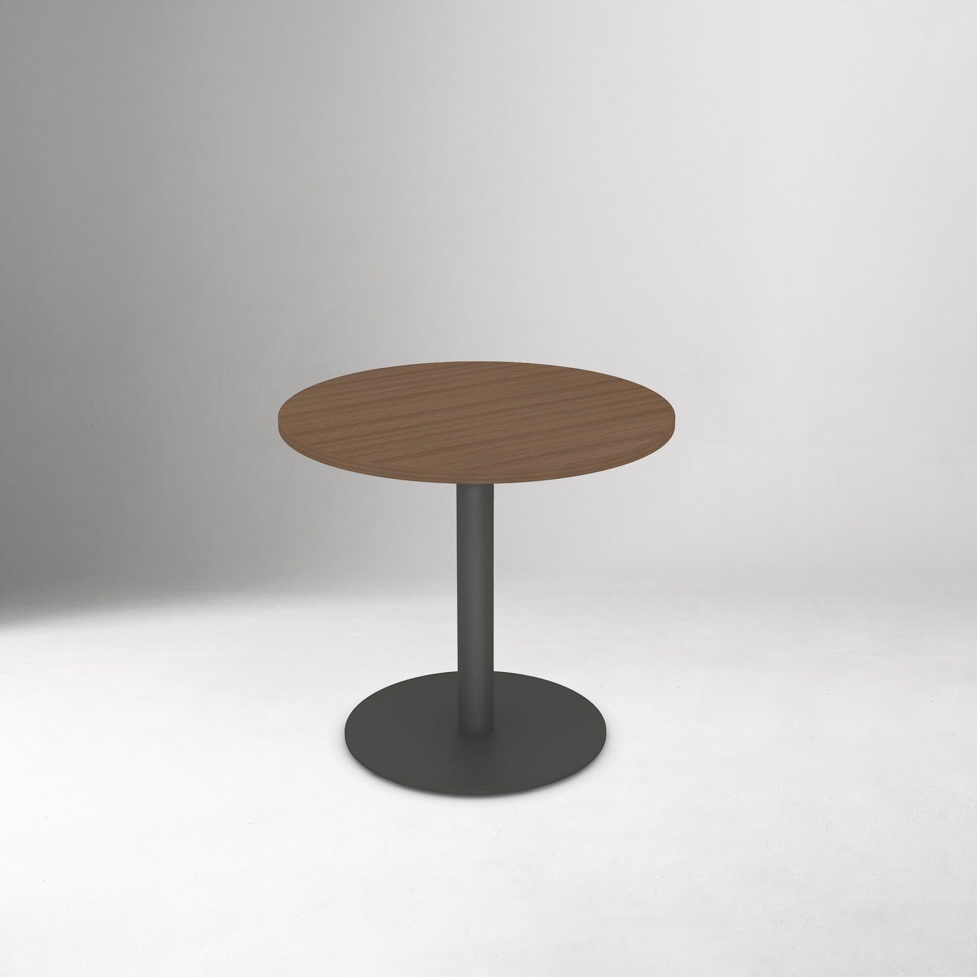 SELENE solid teak round bar table handcrafted in Jepara with a commercial pedestal base.
