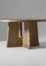 LORIEN solid teak round dining table handcrafted in Jepara with a sculptural pedestal base.