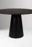 ORVIA solid teak round dining table handcrafted in Jepara with a sculptural pedestal base.
